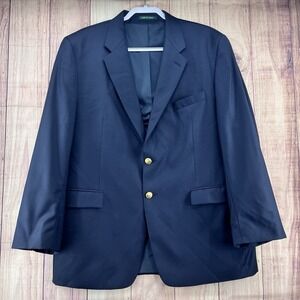 Ralph Lauren Blazer 46 R Navy Wool Gold Button Logo University Premium Sport LRL